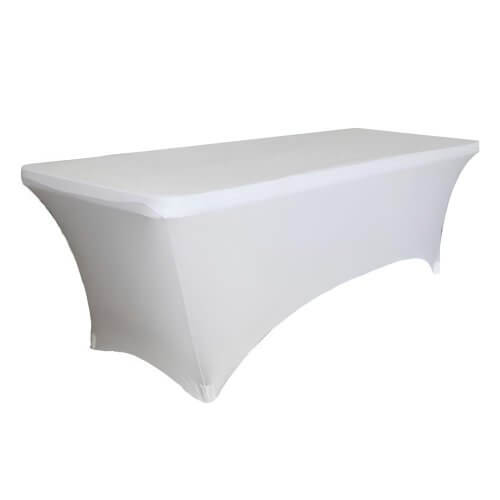 Стрейч чехол на прямоугольный стол белого цвета